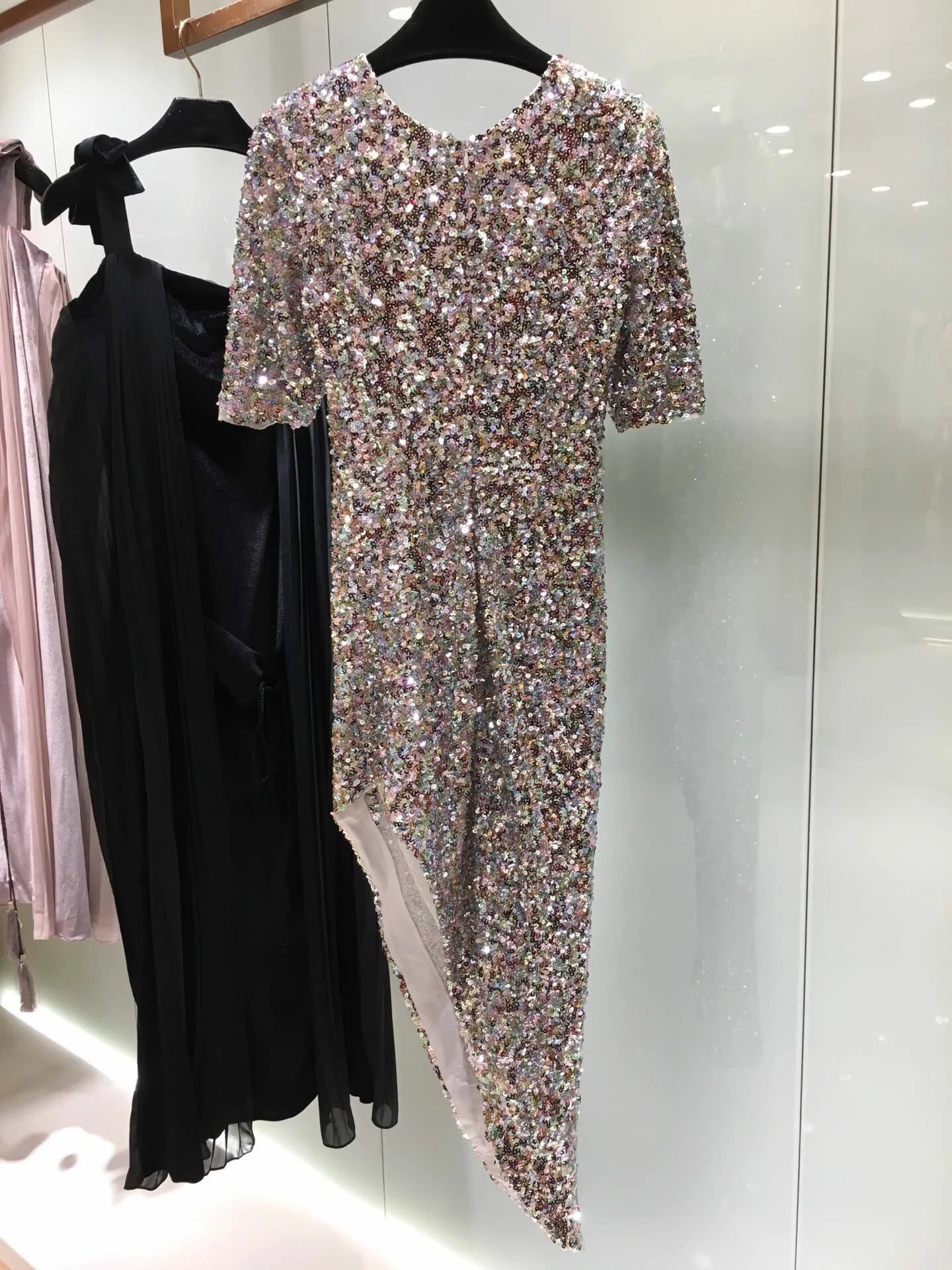 Blingbling подиумное Платье женское сексуальное Асимметричное Платье-футляр модное летнее платье с коротким рукавом и блестками