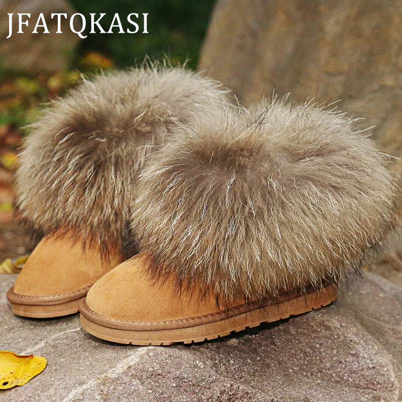 Женские ботинки из натуральной кожи брендовая зимняя обувь натурального Лисьего