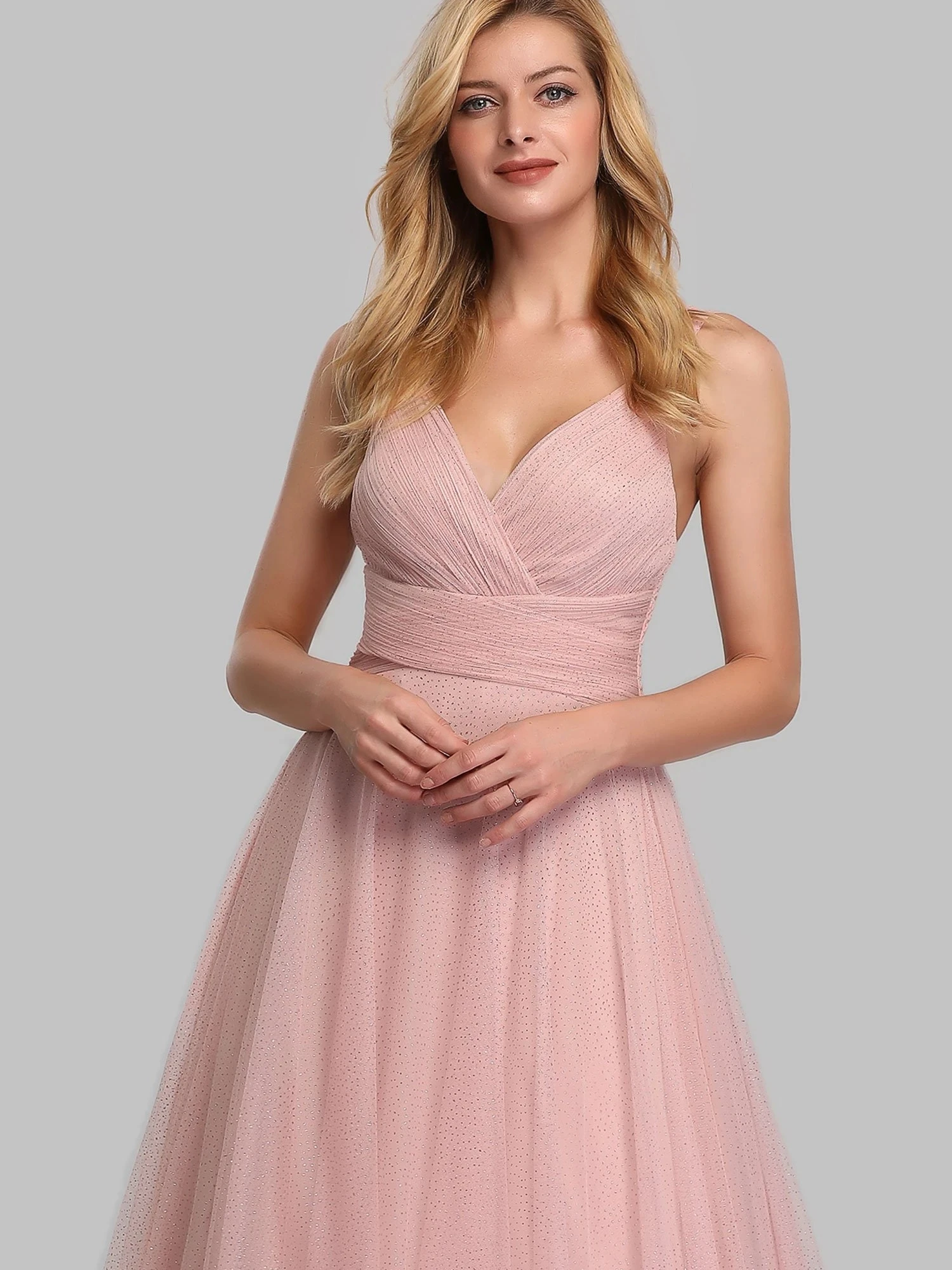 Sweet Evening Dress LongV-Neck Floor Length Spark Tulle Ever Pretty 2022 Bridesmaid Dresses Robe De Soirée Vestidos De Fiesta sexy evening gowns