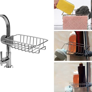 

Stainless Steel Faucet Rack Kitchen Storage Shelf Sponge Dish Cloth Finishing Rack Drain Rack Pool Rag Storage Drain Dry Rack
