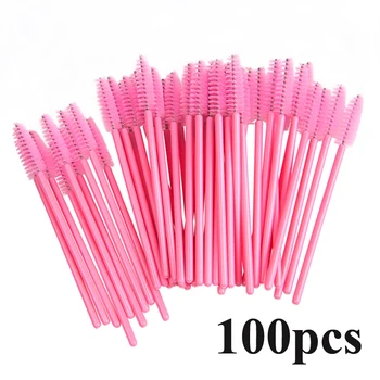 

100pcs Eyelash Brush Disposable Silicone Gel Eyelash Eye Lash Makeup Brush Mini Mascara Wands Brush Eyelash Extension Tool