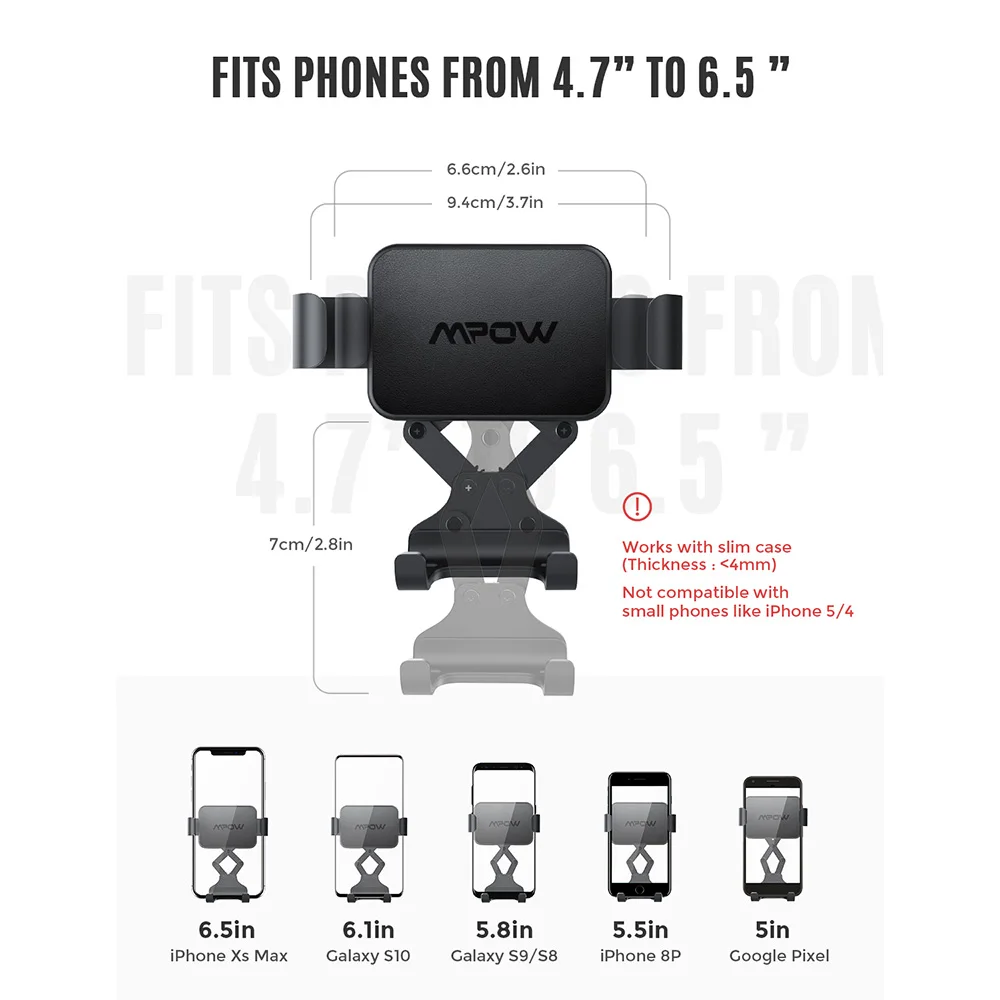 Mpow CA135 гравитационный Автомобильный держатель для телефона авто-зажимное крепление для мобильного телефона для CD слота для iPhone Xs Max huawei P30 Lite