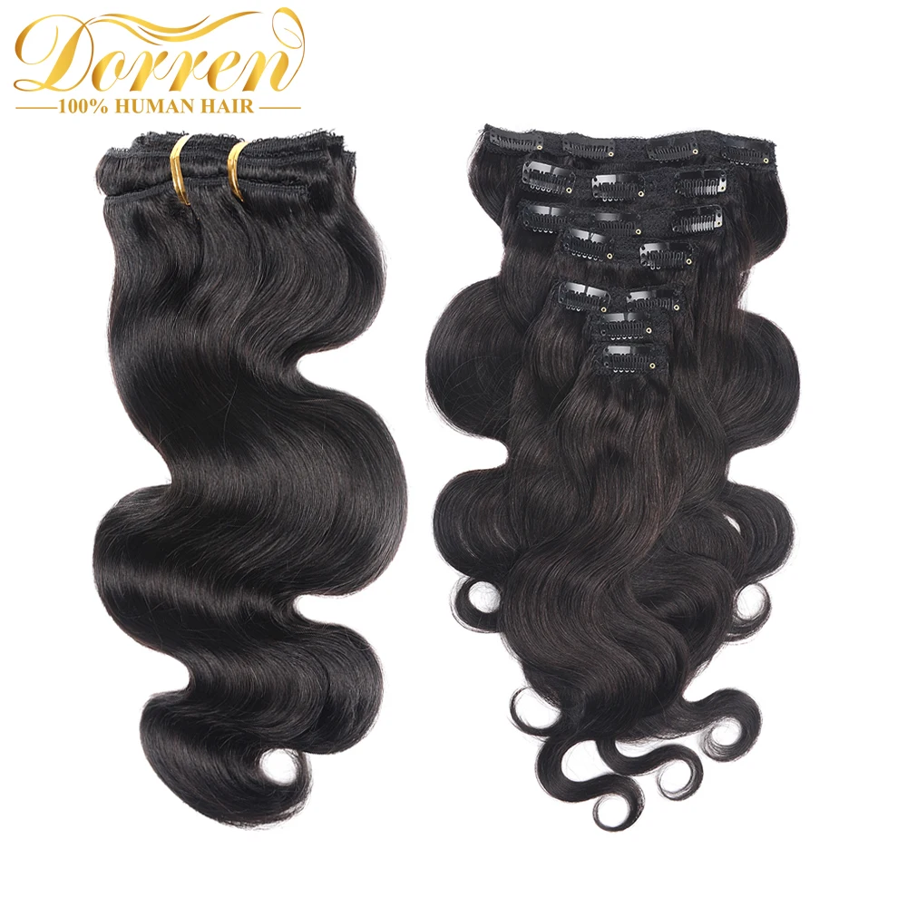Online 200G Clip de cabeza completa en extensiones de cabello humano brasileño hecho a máquina pelo Remy 100% cabello humano Color negro Natural por UPS