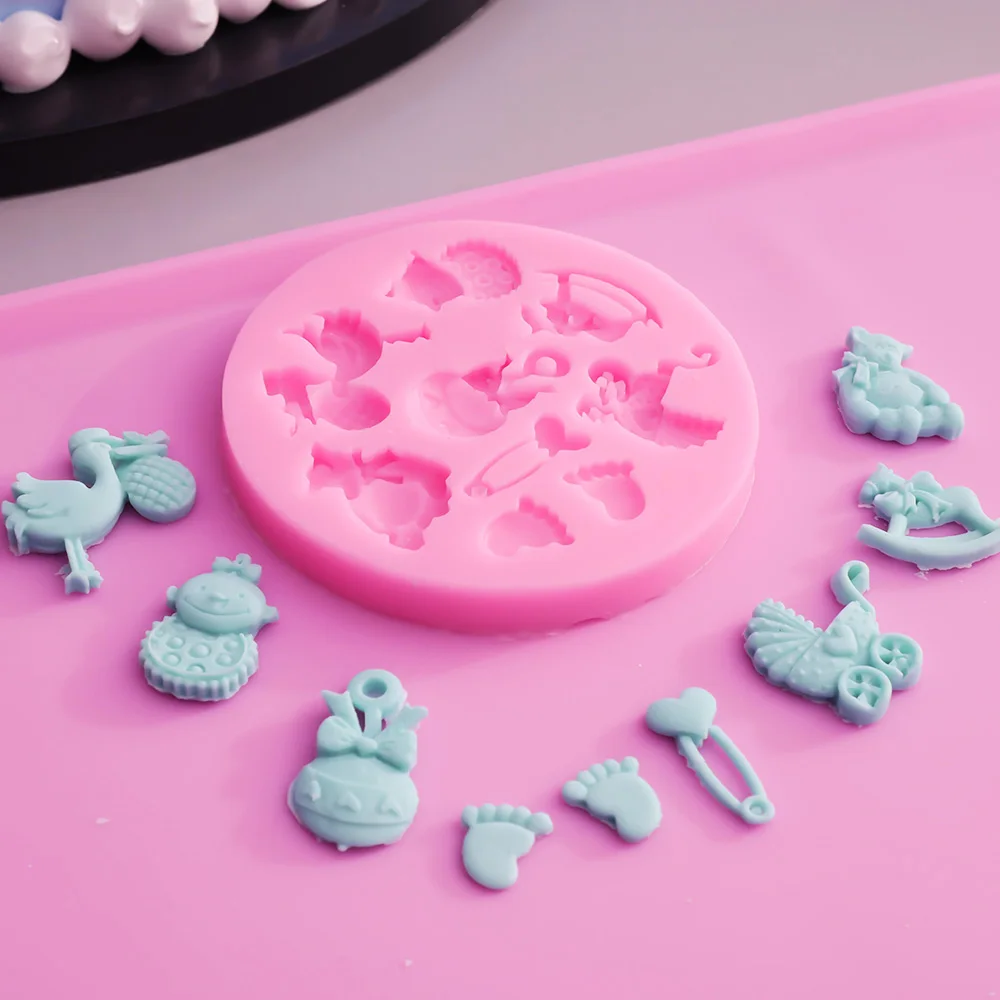 Popular Baby Shower Silicone Fondant Cake Mold Chocolate Baking Decor Mould Cake Decorating Tools Chocolate Candy Moulds