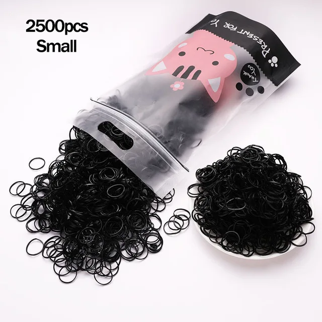 1000pcs/Pack Girls Colorful Small Disposable Rubber Bands Gum For Ponytail Hold Scrunchie Hair Bands Fashion Hair Accessories 2500 black