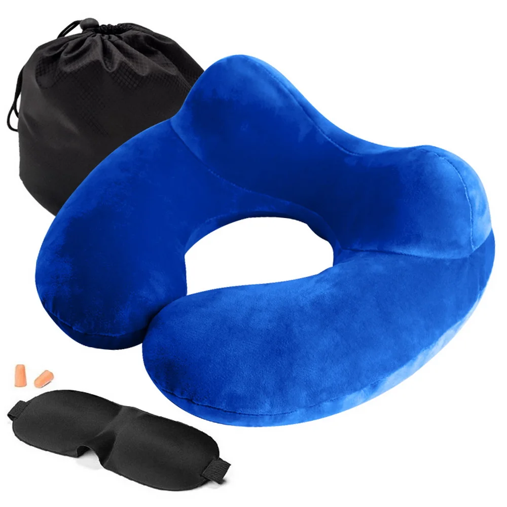 U-образная дорожная подушка для сна, надувная подушка для отдыха, подушка для шеи, надувная Автомобильная подушка для шеи, надувная подушка для отдыха, для путешествий, офиса - Цвет: D-royal blue