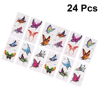 

24pcs 3D Butterfly Tattoo Stickers Waterproof Tattoo Pastes Tattoo Sticker for Wrist Ankle Arm (Six Pattern)