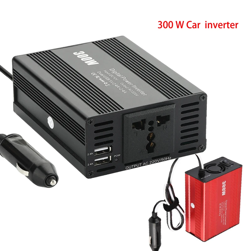 

Car Power Inverter DC 12v to AC 220v 300W Inversor 2 USB 2.4A Universal Plug Auto Charger Converter Adapter Cigarette Lighter