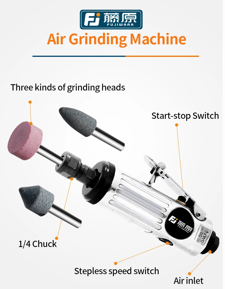 FUJIWARA 4pcs Pneumatic Tool Set, Air Shovel, 900N.M Torque Wrench, 68N.M Ratchet Wrench, Pneumatic Grinding Machine Air Hammer