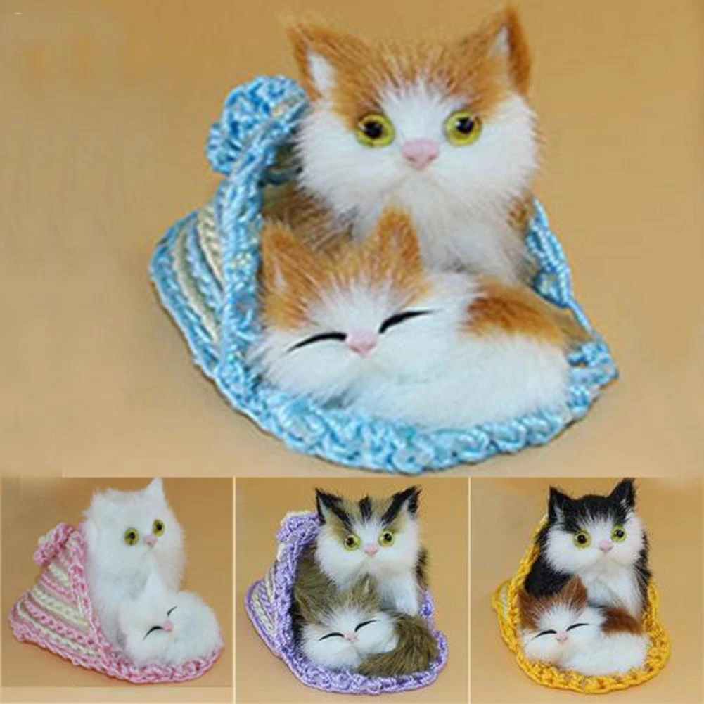 Mignon Simulation Animal Mere Chat Et Chaton En Peluche Poupees Doux Chats Jouets Avec Un Cadre Enfants Jouets Decorations Anniversaire Cadeau Decor Aliexpress