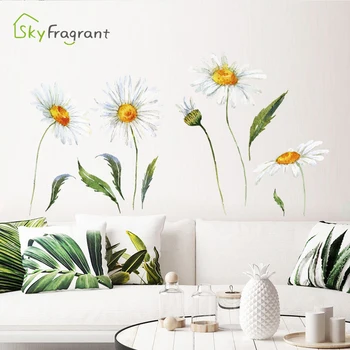 

Watercolour daisies flowers wall sticker bedroom stickers self-adhesive living room porch wall decor home decor room decoration