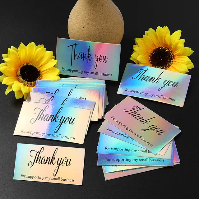 50 Uds. De tarjetas de visita de agradecimiento por su pedido, tarjetas de felicitación de agradecimiento para pequeños negocios, 5x9cm