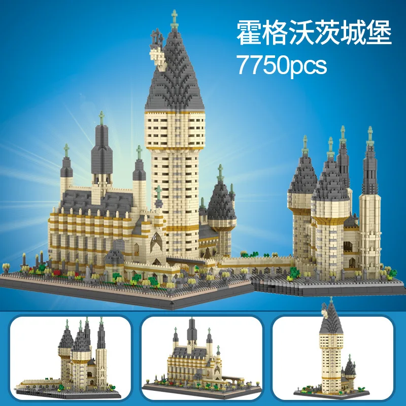 

7750pcs Mini Small Particle Harris Potters Hogwarts Castle Building Blocks Compatibility Legoing Friends Toys Gift for Children
