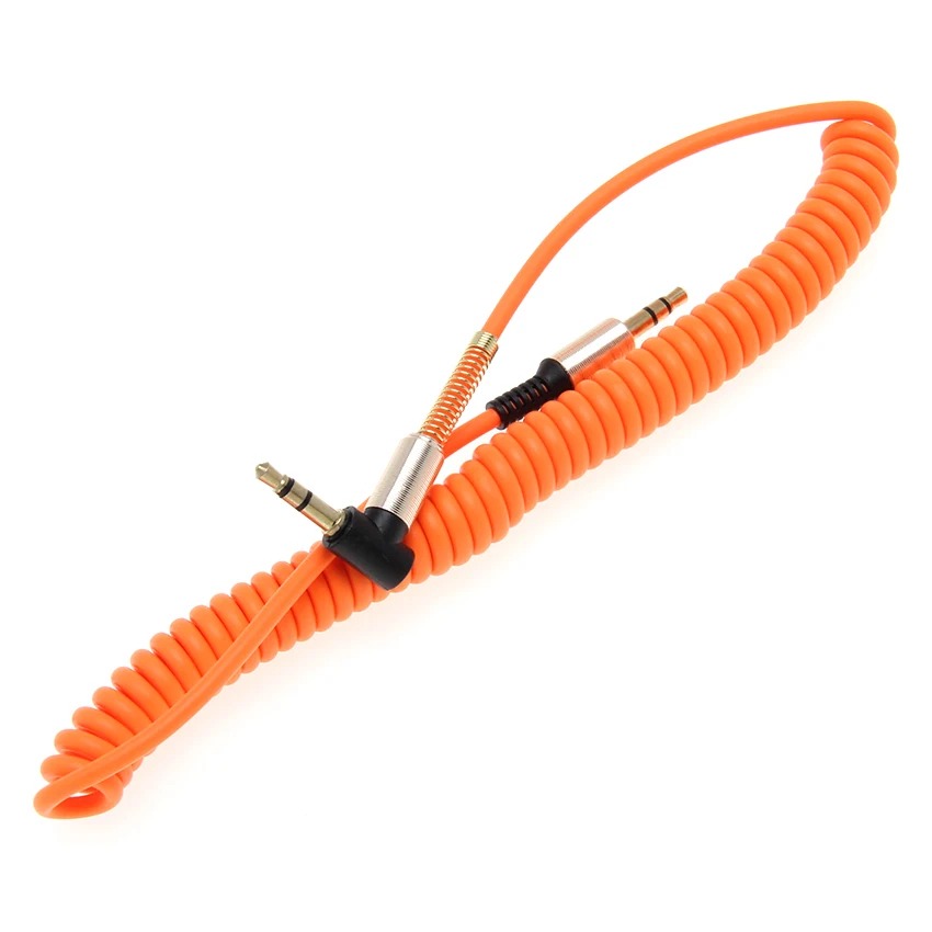 Spring 3 5mm Jack Aux Audio Cable Gold Plug AUX Cord for Phone Car Speaker MP3 4 Headphone 100pcs