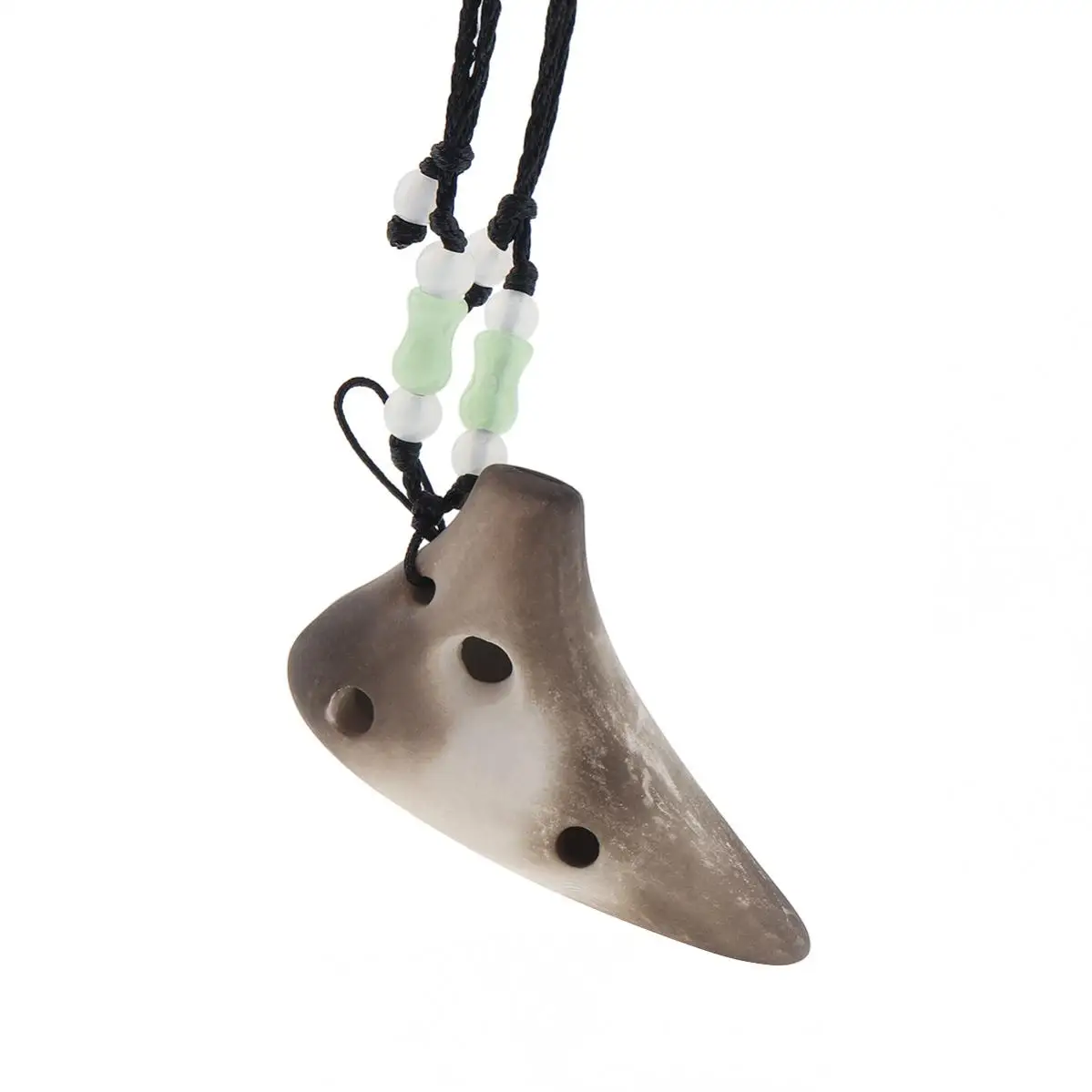6 Hole Ocarina Soprano Tone C Key Mini Necklace Ocarina Clay Smoked Surface Flute Folk Instruments with Lanyard Gift Rope