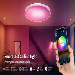 Plafonnier LED circulaire ultramince avec télécommande, éclairage d'intérieur, double mode, lumière à intensité réglable, WLAN & BLE, 30W, 2250lm 
