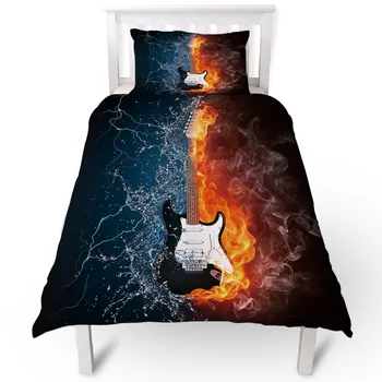 

Water Fire Electric Guitar Lightning Duvet Cover Pillow Case Quilt Cover Set Bedclothes Single Bedding Sets For Bed