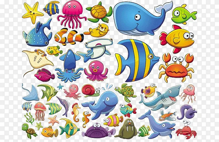 可爱的海洋动物png图片素材免费下载 图片编号ykpzrmla Pngbag素材网