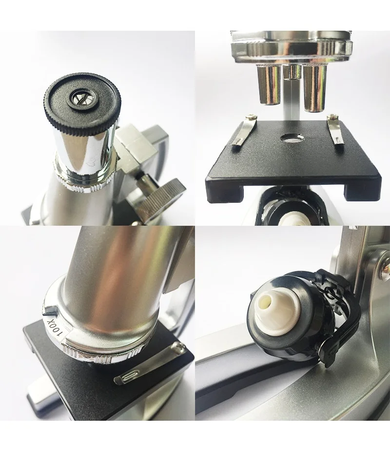 Monocular Microscope 300X Portable Educational Microscope for Children Kids Students Gift Toy Tool with LED + Reflecting Mirror