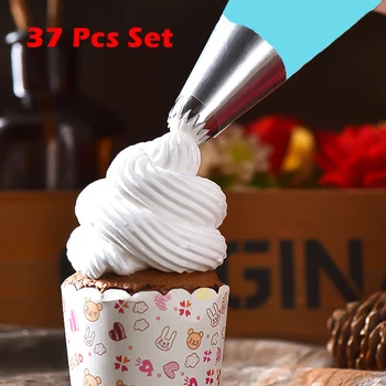 

37Pcs Set Stainless Steel Icing Piping Nozzles Decorating Tip Silicone Bag Coupler Sugarcraft Pastry Cake Tools Flower Cream