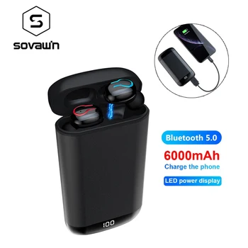 

SOVAWIN Q66 Bluetooth Headphones Wireless V5.0 Wireless Earphones Sports Waterproof Earbuds Headsets With 6000mAh Charging Cases