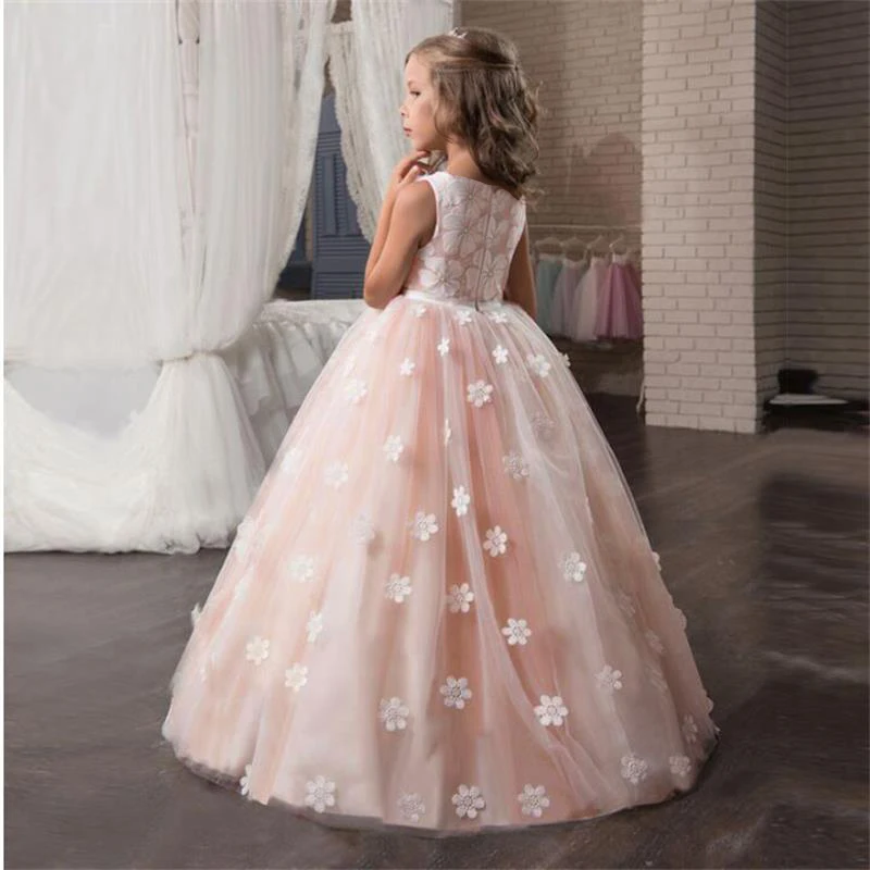 Нарядное длинное платье с цветочным узором для девочек; праздничное платье принцессы; детская официальная одежда; Детские платья для девочек; Свадебная вечерняя одежда - Цвет: As Photo