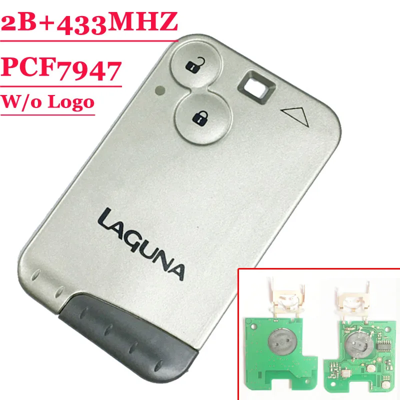 XNRKEY  2 Button 433MHZ  pcf7947 chip remote card  for Renault Laguna with grey blade without logo