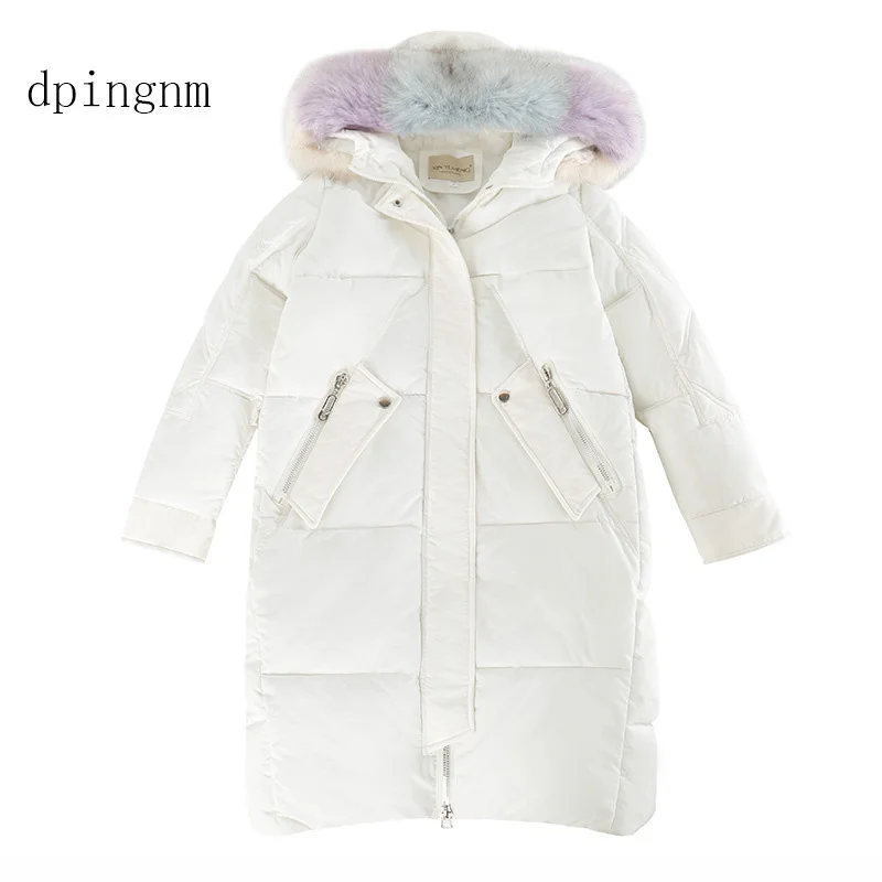 

Women Jacket Winter Fur 2019 Winter X-Long Parka Coat Thick Warm Big Fur Collar Causal Hooded Parka Jacket