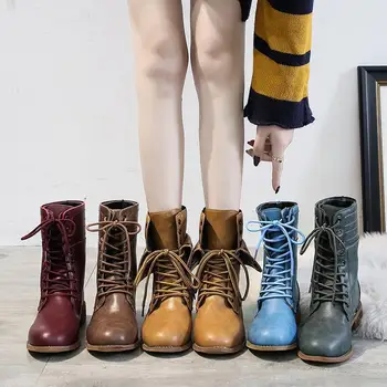 

Autumn 2020 and Winter New Women's Martin Boots Round Toe Low Heel Women's Shoes 40-43 Large Size Boots Hot Selling Shoes