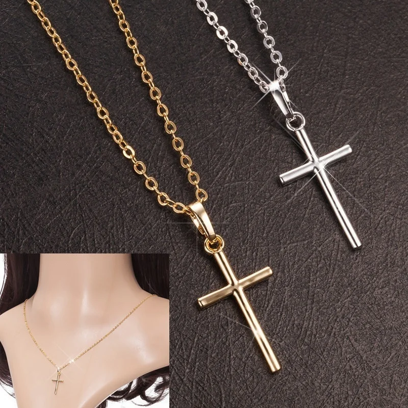 

Men's Women's Titanium Steel Cross Pendant Necklace Personality Hip Hop Gold Plated Chain Unisex Hip Hop Jewelry Accessories
