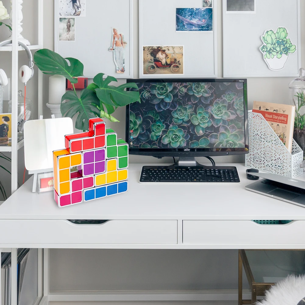 7 шт. Штабелируемый светодиодный светильник для Tetris ночник пазл волшебный