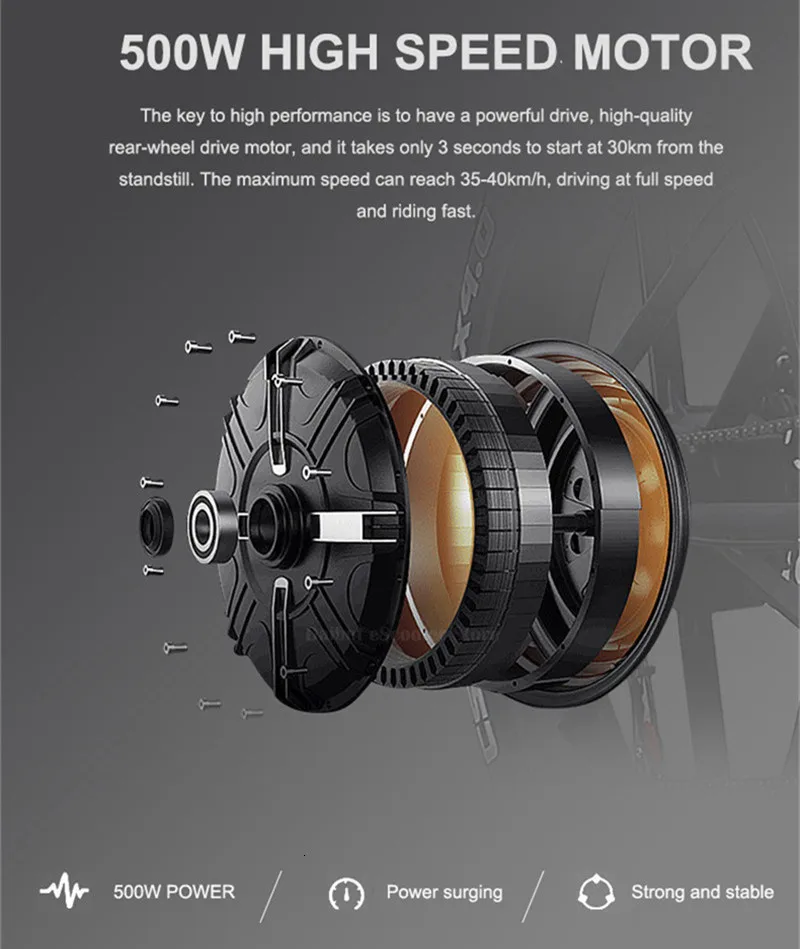 Daibot Off Road Electric Bike 500W 48V Two Wheels Electric Bicycles 26 Inch 4.0 Wide Tires Mountain Electric Scooters Adults  (6)