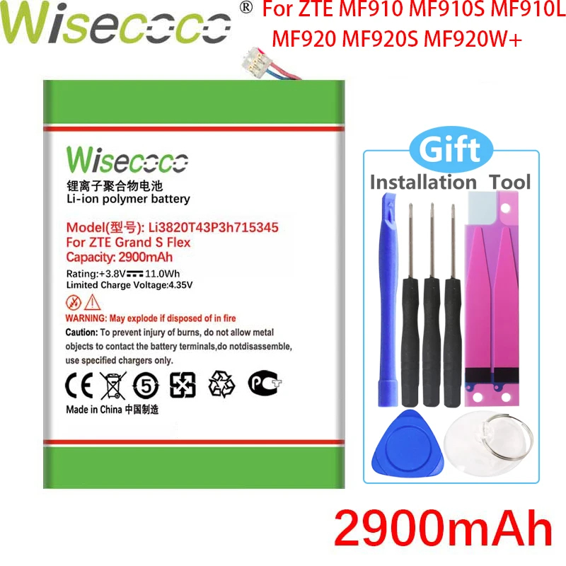 Аккумулятор Wisecoco 2900 мАч LI3820T43P3H715345 для ZTE Grand S Flex MF910 MF910S MF910L MF920 MF920S MF920W мобильный