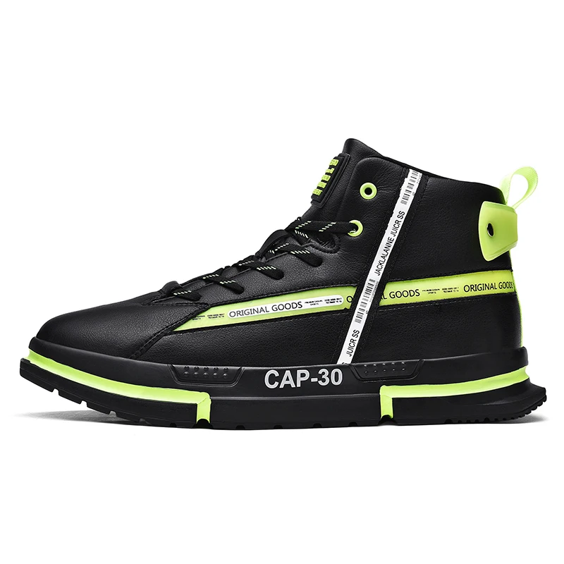 black green 9933 JUNSRM; Высококачественная кожаная мужская повседневная обувь; удобные мужские кроссовки высокого качества; zapatillas hombre; Мужская обувь; chaussure homme - Цвет: black green 9933