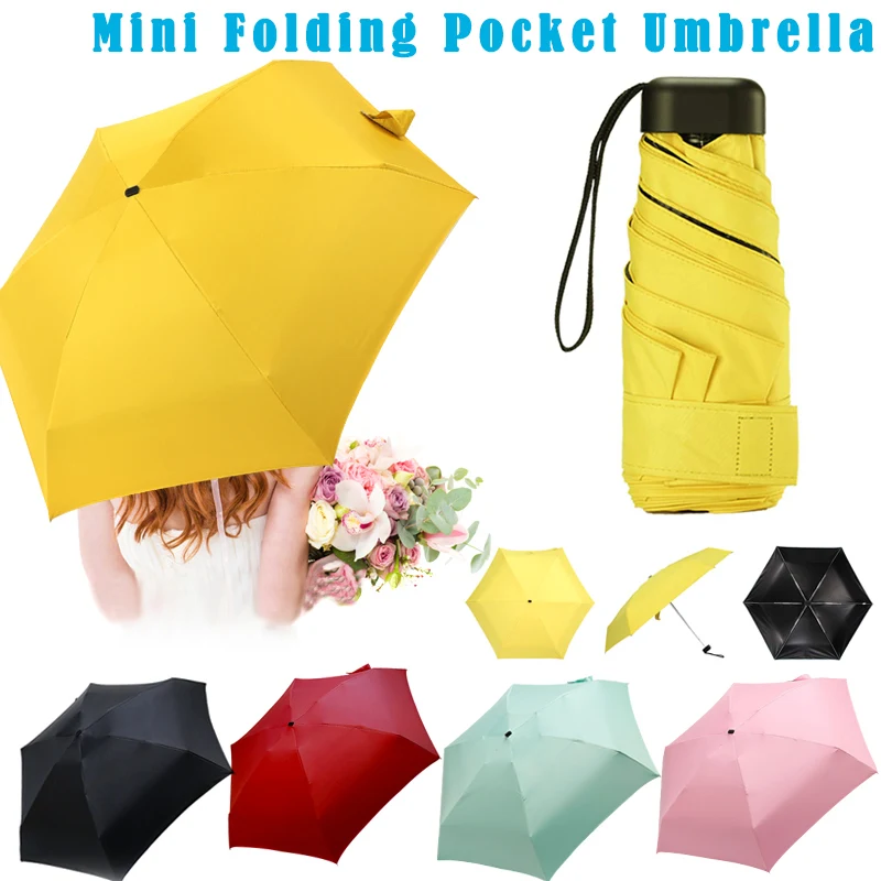 

Mini Folding Pocket Umbrella Lightweight UV Protection Rain Umbrellas for Travel KH889