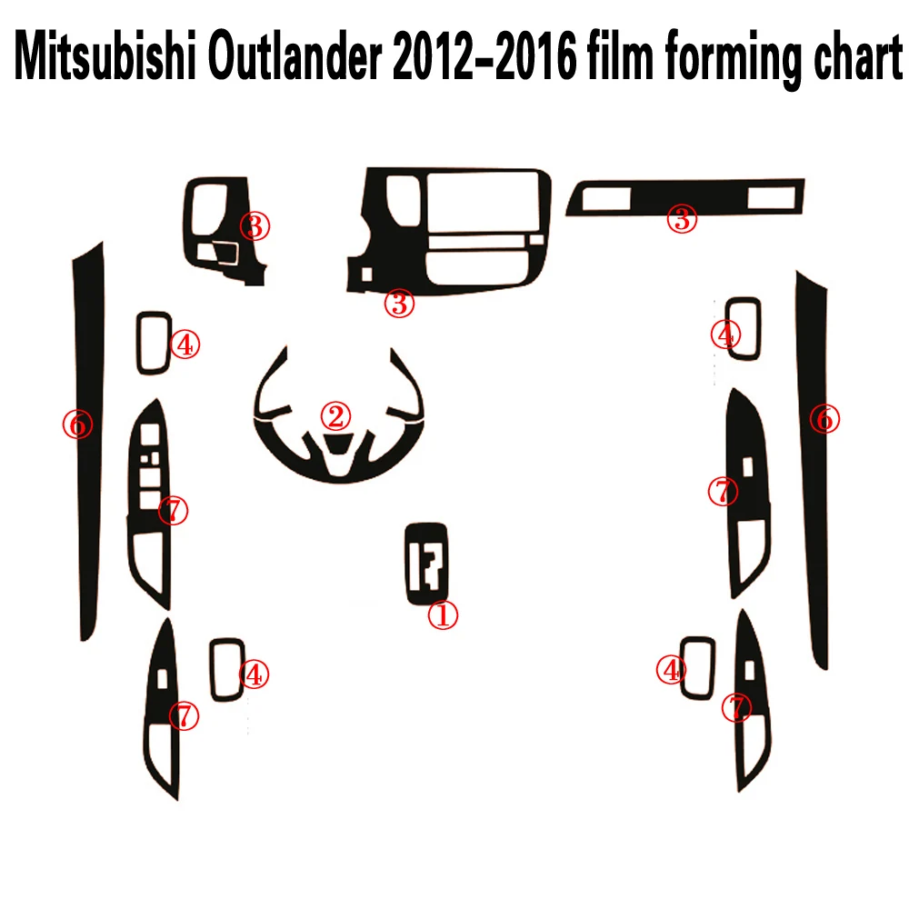 

Самоклеящиеся автомобильные наклейки для Mitsubishi Outlander 2012-2016, виниловые автомобильные наклейки и наклейки из углеродного волокна, аксессуары для стайлинга автомобиля