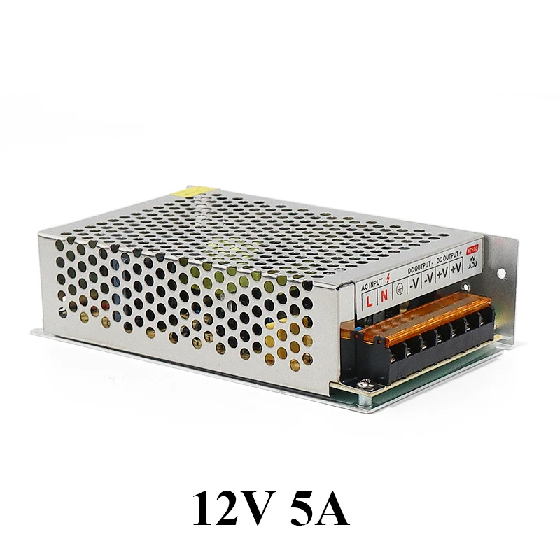 12V 5A 60W Импульсный источник питания, светильник, трансформатор переменного тока, 110 В, 220 В, 12 В, источник питания, адаптер для светодиодной ленты, CCTV лампа FCC/CE - Питание: 12V 5A 60W