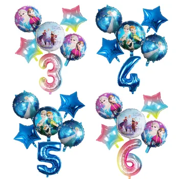 6 uds. De Globos de helio de la princesa Elsa de Disney, decoración para fiesta de bienvenida de bebé con número degradado, Globos de aire para cumpleaños
