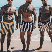 Лидер продаж шорты для фитнеса бодибилдинга мужские полосатые эластичные быстросохнущие спортивные шорты дышащие для летних пляжных бега hh88