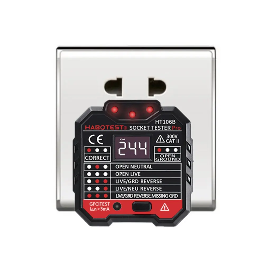 HT106B HT106D HT106E цифровой дисплей Розетка тест er Разъем полярности фазы контрольный детектор напряжение тест Многофункциональный электроскоп