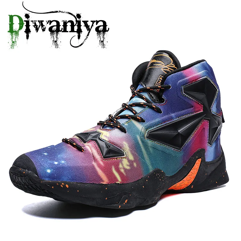 Black Blue Diwaniya, дышащие мужские баскетбольные кроссовки, удобные, износостойкие, для спорта на открытом воздухе, с воздушной подушкой, мужские кроссовки, большой размер 45 - Цвет: Black Blue