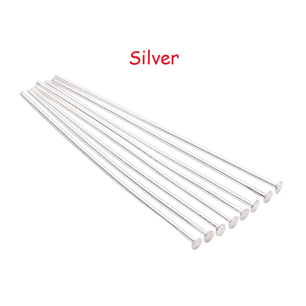 Bright Silver 200 шт./партия 20 25 30 40 50 60 70 мм Плоские Шпильки для головы бусины Подвески шпильки для ювелирных изделий Изготовление DIY ювелирных изделий - Цвет: Bright Silver