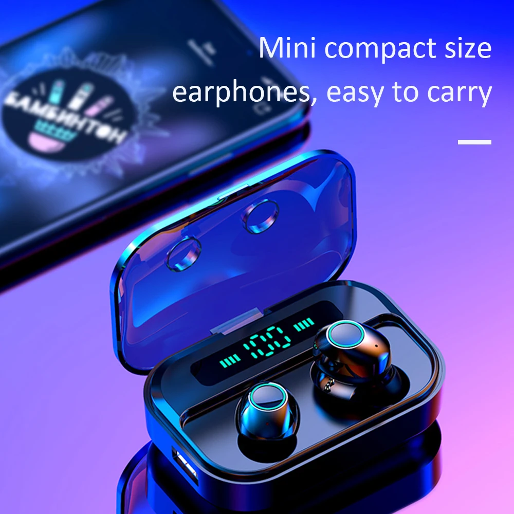 Docooler TWS M7 наушники стерео беспроводные BT5.0 гарнитура Светодиодный дисплей питания наушники водонепроницаемые спортивные наушники с зарядным устройством
