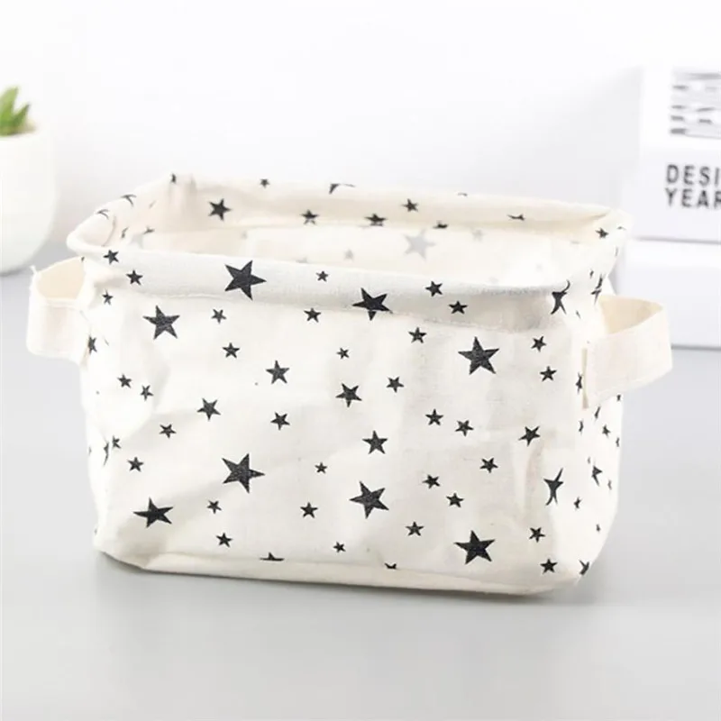 Dots/Star хлопковая настольная корзина для хранения с ручкой-переноской, складная коробка для хранения мелочей, настольный органайзер, тканевый чехол, Корзина# Ju