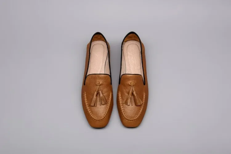

Spring WOMEN'S Shoes 2018 New Style Loafers Lazy Slip-on WOMEN'S Shoes Versatile Tassels Flat Square Heel Shoes Double Purpose