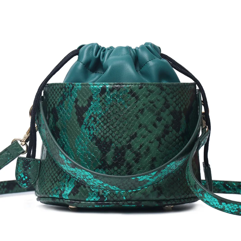 3910 SGR Fashion Blue Ostrich Leather Bucket Bags For Women Small Shoulder Messenger Bag Sexy Snake Cute Tote Purse - Цвет: 3910 SGR