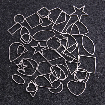 

15Pcs Mix Geometric Figur Charm Stainless Steel Pendant Open Bezel Pressed Resin Frame Mold Bezel DIY Jewelry Making