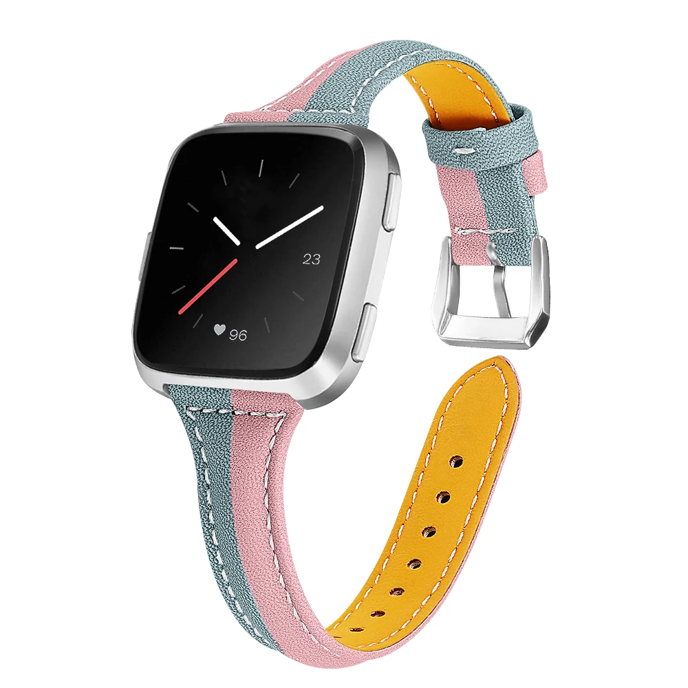 Модный ремешок для часов из натуральной кожи для Fitbit versa, сменный ремешок для часов, перекрестный контрастный ремень, Новое поступление