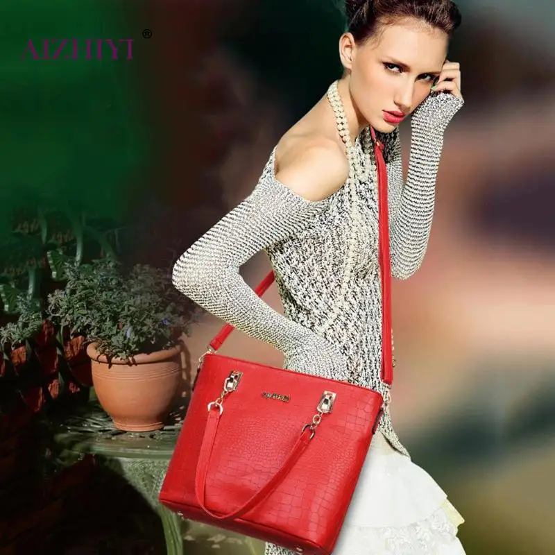 Female Fashion Retro 6pcs/set Solid Color Crack Shoulder Handbags Clutch Lady PU Leather Casual Messenger Bags Women Card Bags