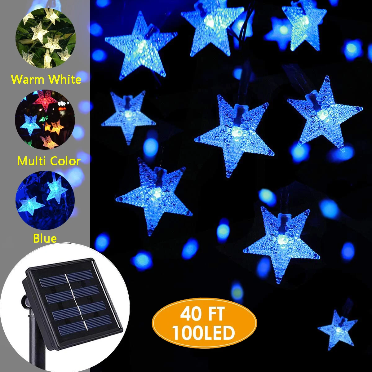 

Twinkle Star 100 LED 40 FT Solar Star String Lights Fairy String Waterproof Extendable Indoor Outdoor Ramadan Christmas Decor